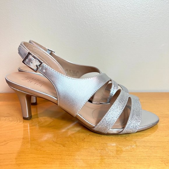 Naturalizer Women Taimi Silver Strappy Dress Sandals Heels Shoes 8.5 NEW‎ - Picture 2 of 13